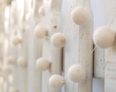 White Wedding Garland, Felted Banner Snow Romantic Country Bohemian Bride Pastel Barn Cake Table Photo Prop Fun Unique Beatutiful
