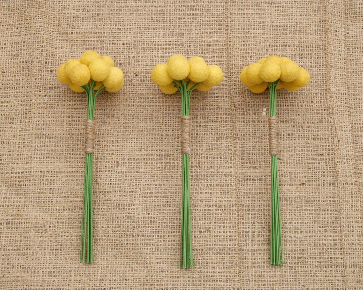 Bridesmaid Bouquets, Wedding Yellow Craspedia Flowers, Needle Felt, Everlasting, Billy Button Balls, Classic Country Bride