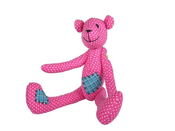 Buddy the Bear  - White Polka Dots on  Pink - Handmade Bear for ... Everyone