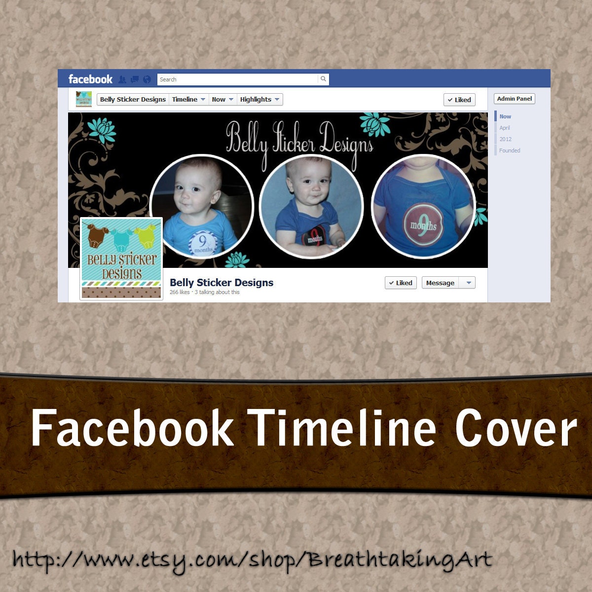 Blue Floral Pre-made Facebook Timeline Banner Cover