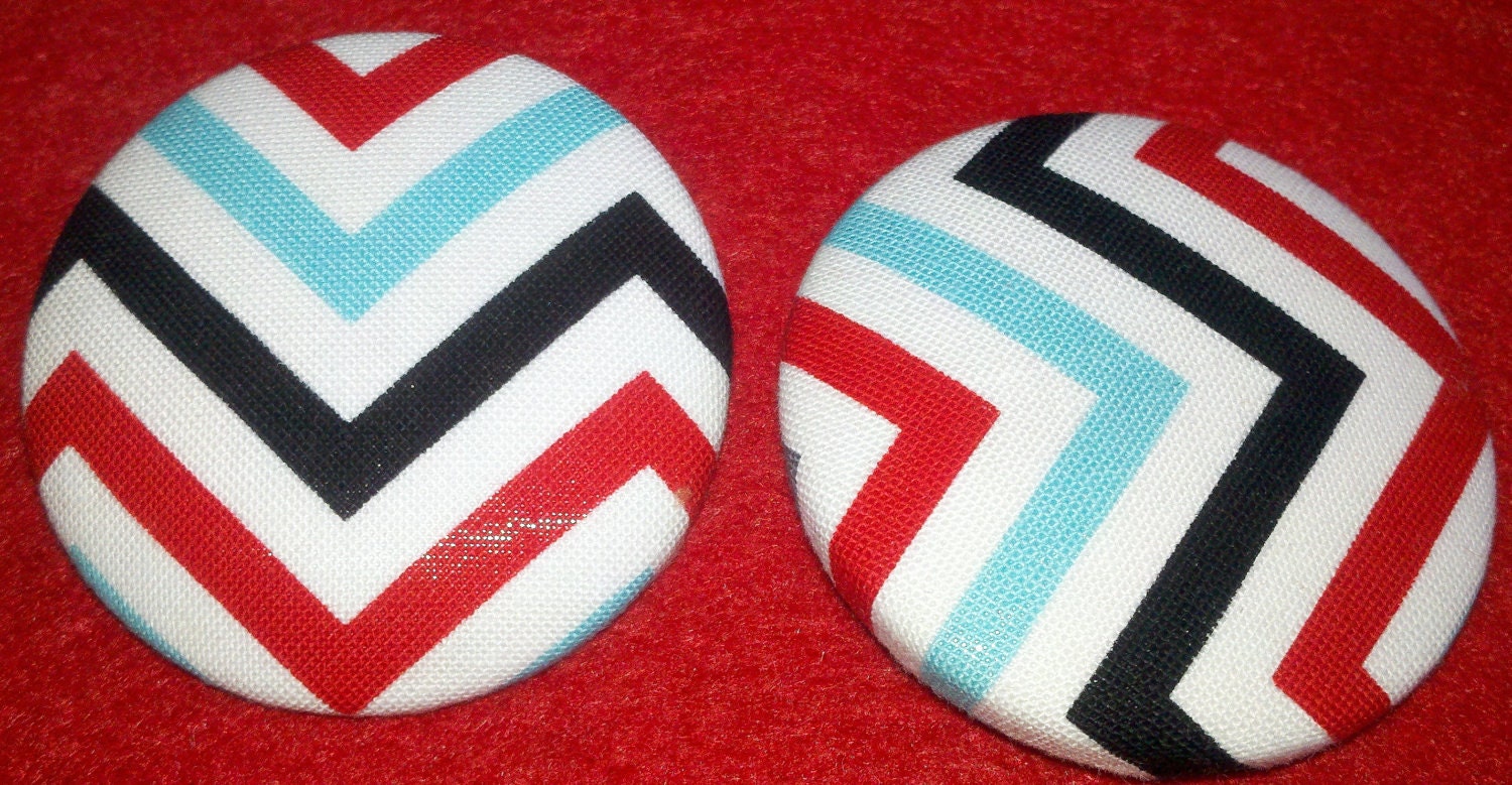 Extra Oversize Button Earring- Chevron Luv