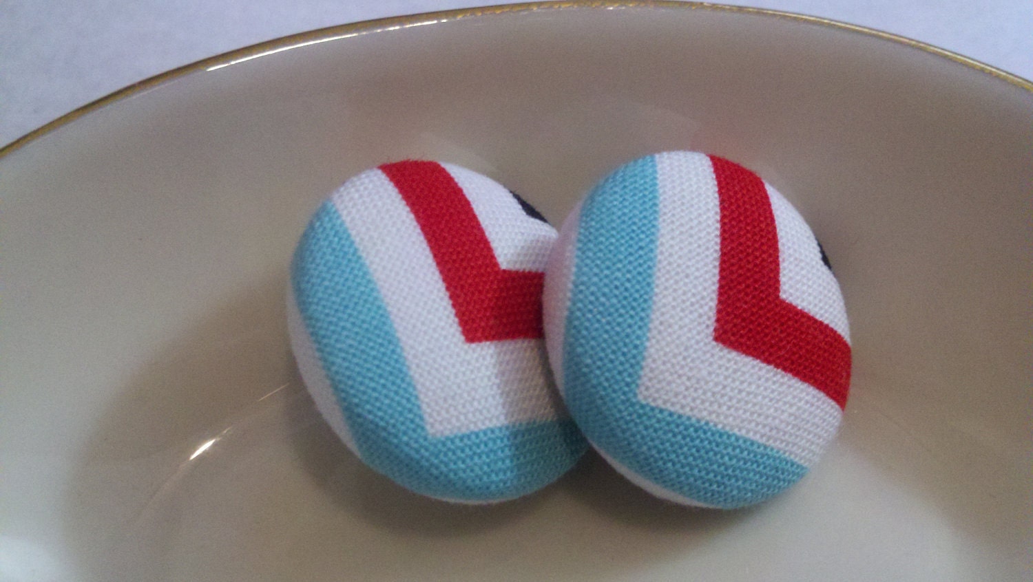 Button Earring- Chevron Luv