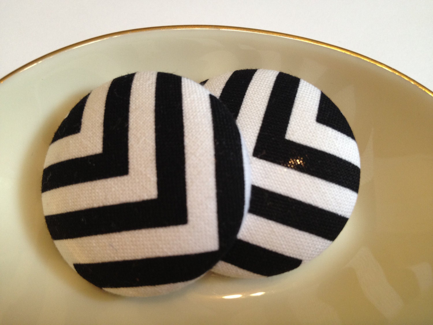 Oversize Button Earring- Chevron