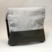 Linen and leather clutch purse, fold over style, wristlet.