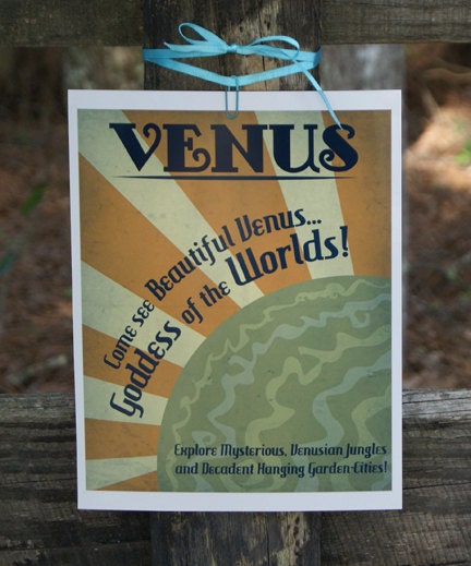 Retro Sci-Fi Venus Travel Poster - 8x10 Print
