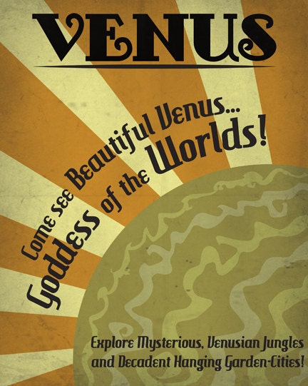 Retro Sci-Fi Venus Travel Poster - 8x10 Print