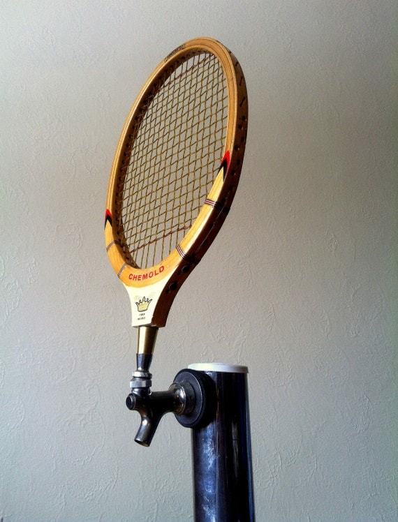 Repurposed Tennis Racquet Beer Keg Tap Handle