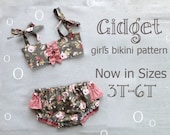 Gidget - Girl's Bikini Sewing Pattern. Retro Swimsuit Pattern. Children's Clothing Sewing Pattern. Kids Swimwear Sizes 3,4,5,6
