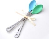 Personalized Baby Spoon SET OF TWO(2) baby shower gift, new mom, baby feeding baby boy blue set - myjewelrystory