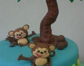 Edible Twin Monkeys Cake Topper