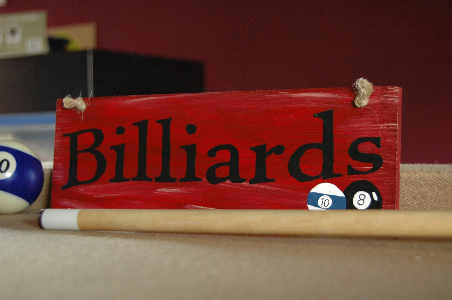 Billiards wood sign