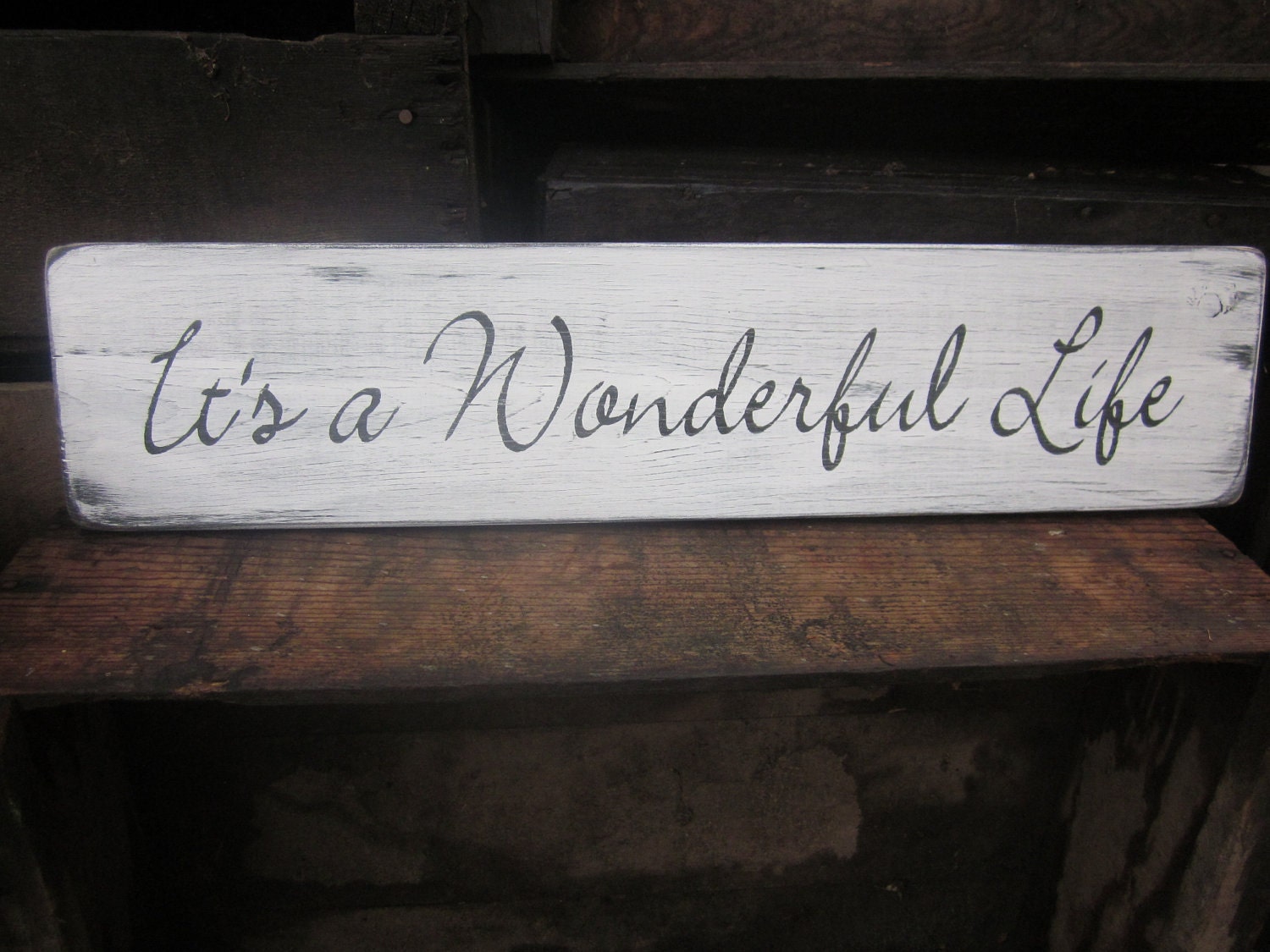 It's a wonderful life Wooden sign Home Decor Distressed by primd