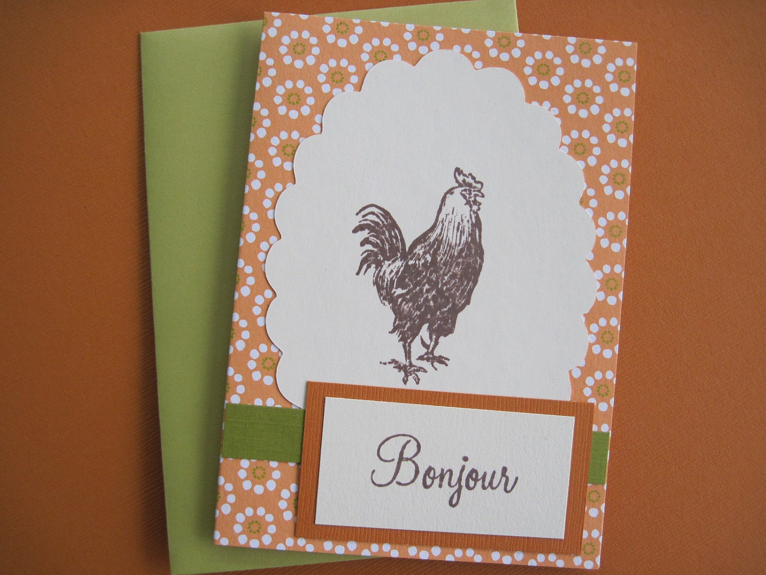 Bonjour French Country Rooster Note Card, 3 1/2 x 5