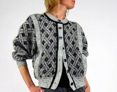 Vintage Grey & Black Criss Cross Cardigan Sz S/M