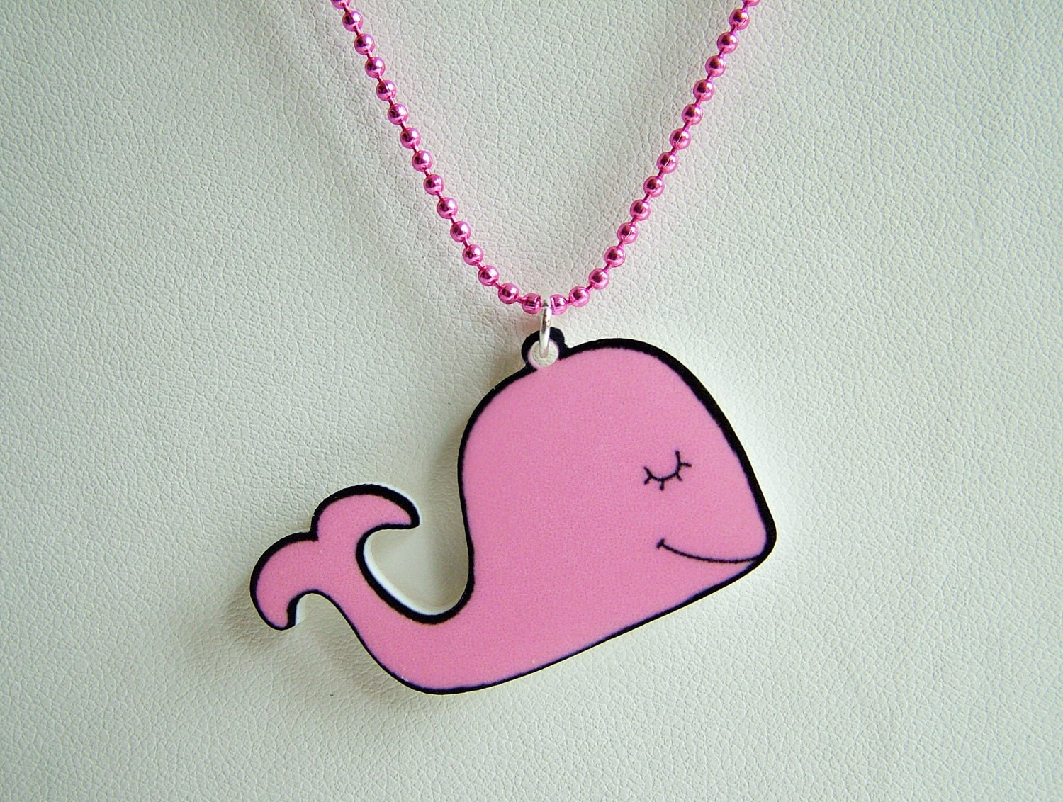 Cute Pink Whale Acrylic Necklace - Kawaii Jewellery - Pamela the Whale a Hoobynoo World Character