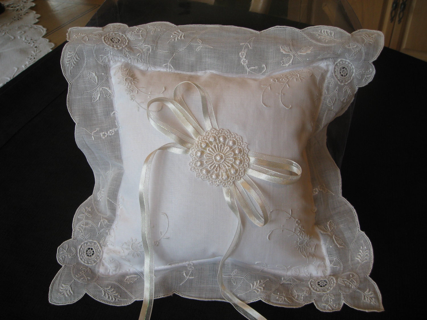 Vintage Handkerchief Ring Bearer Pillow