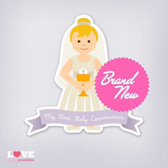 English First Holy Communion Printables - Blonde Little girl