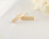 tiny slim gold bar earrings