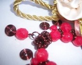 Copper in Red Beaded Coiled Necklace Set