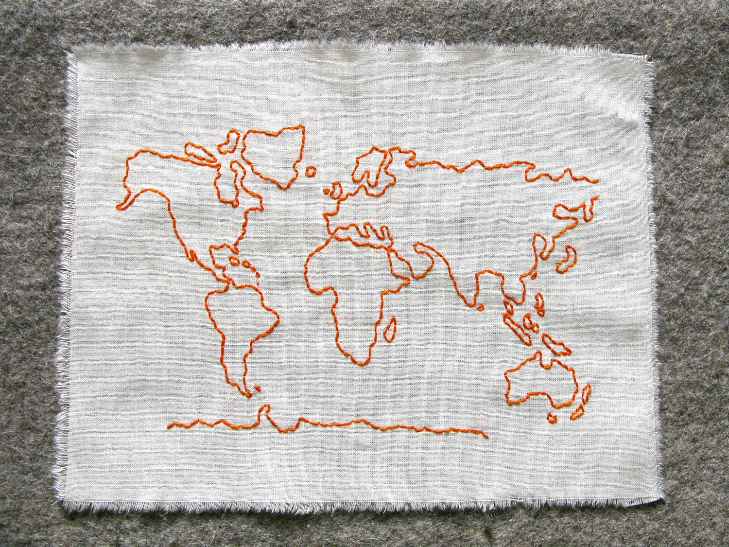 Embroidered World Map