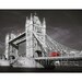 TOWER BRIDGE red bus London England black and white photo print