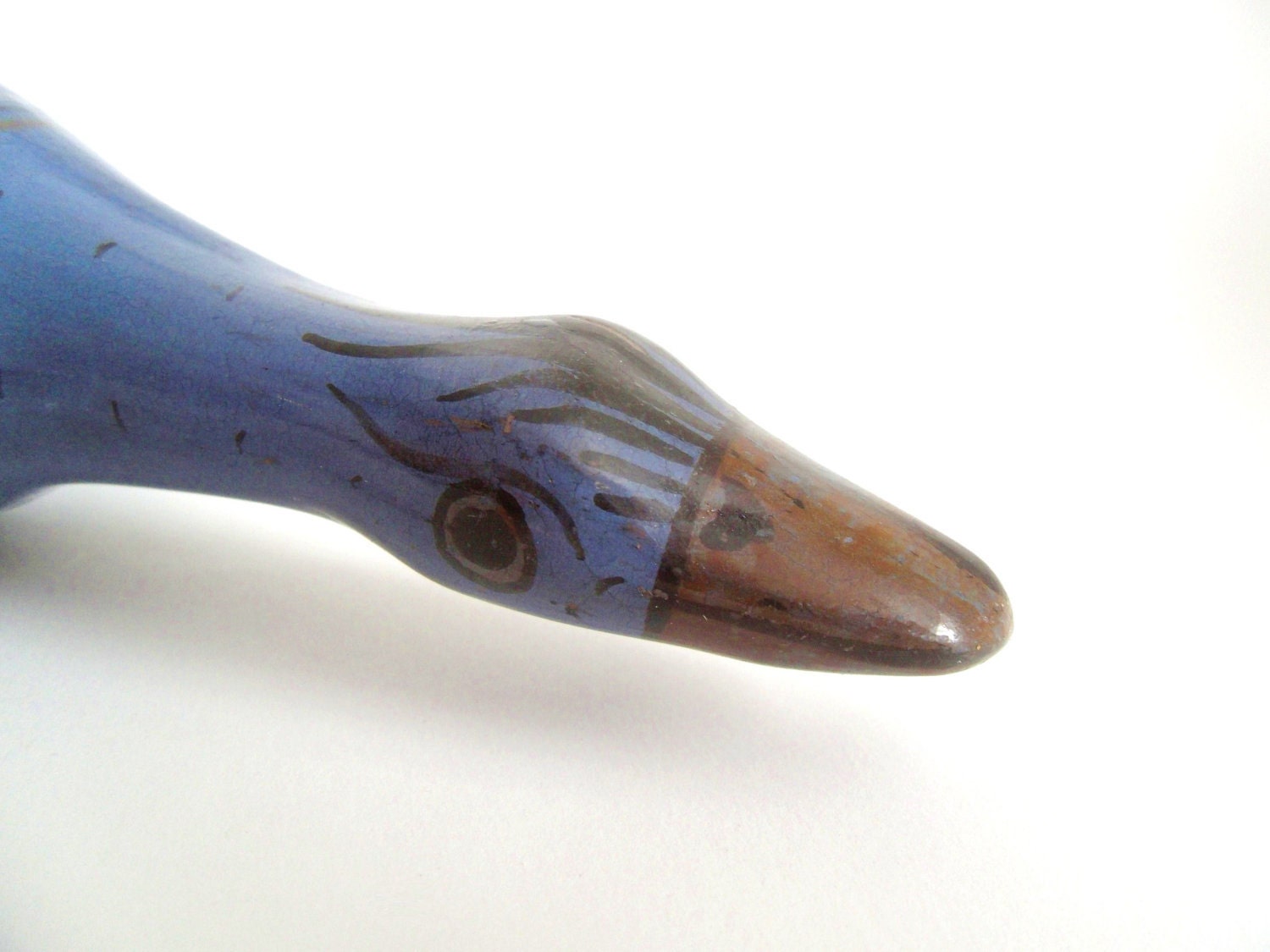 Blue Pottery Goose - Floral - Mid Century - Signed