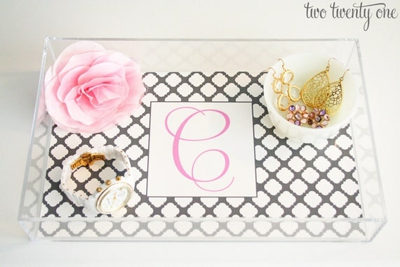 Personalized Quatrefoil Acrylic Tray Liner  (Digital Download)