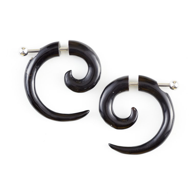 Horn Earrings on Gauge Earrings   Horn Spiral Earrings Fake Piercing   Horn Earrings