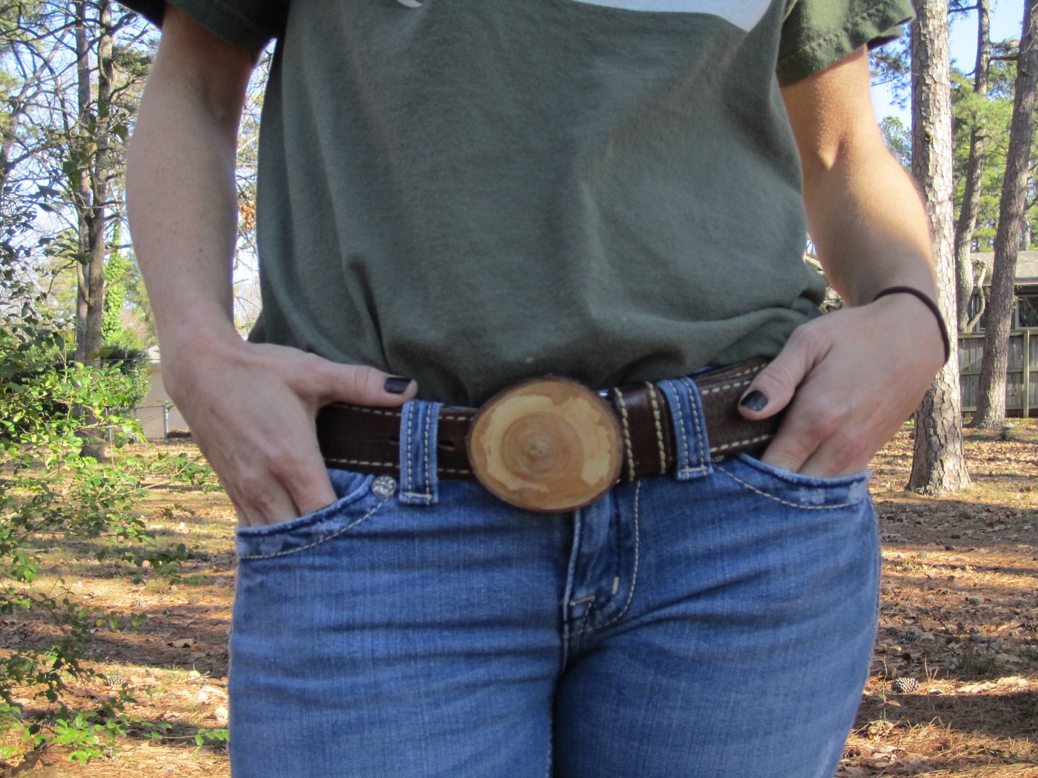Eco Friendly Fallen Tree Branch Slice Belt Buckle Reclaimed and Upcycled