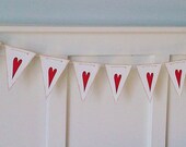 Primitive Hearts Valentine's Paper Bunting Banner Home Decor Photo Prop