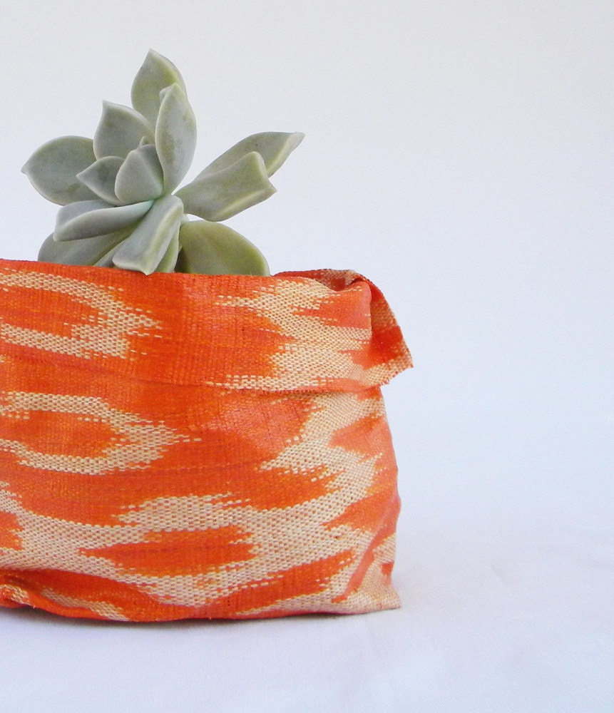 BANSOT - ikat fabric bowl in orange