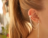 Simple Leaf Ear Cuff With Chains -  45184 views - A2
