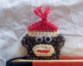 Bookmark-Handmade Crocheted Sock Monkey Bookmark with Tassel