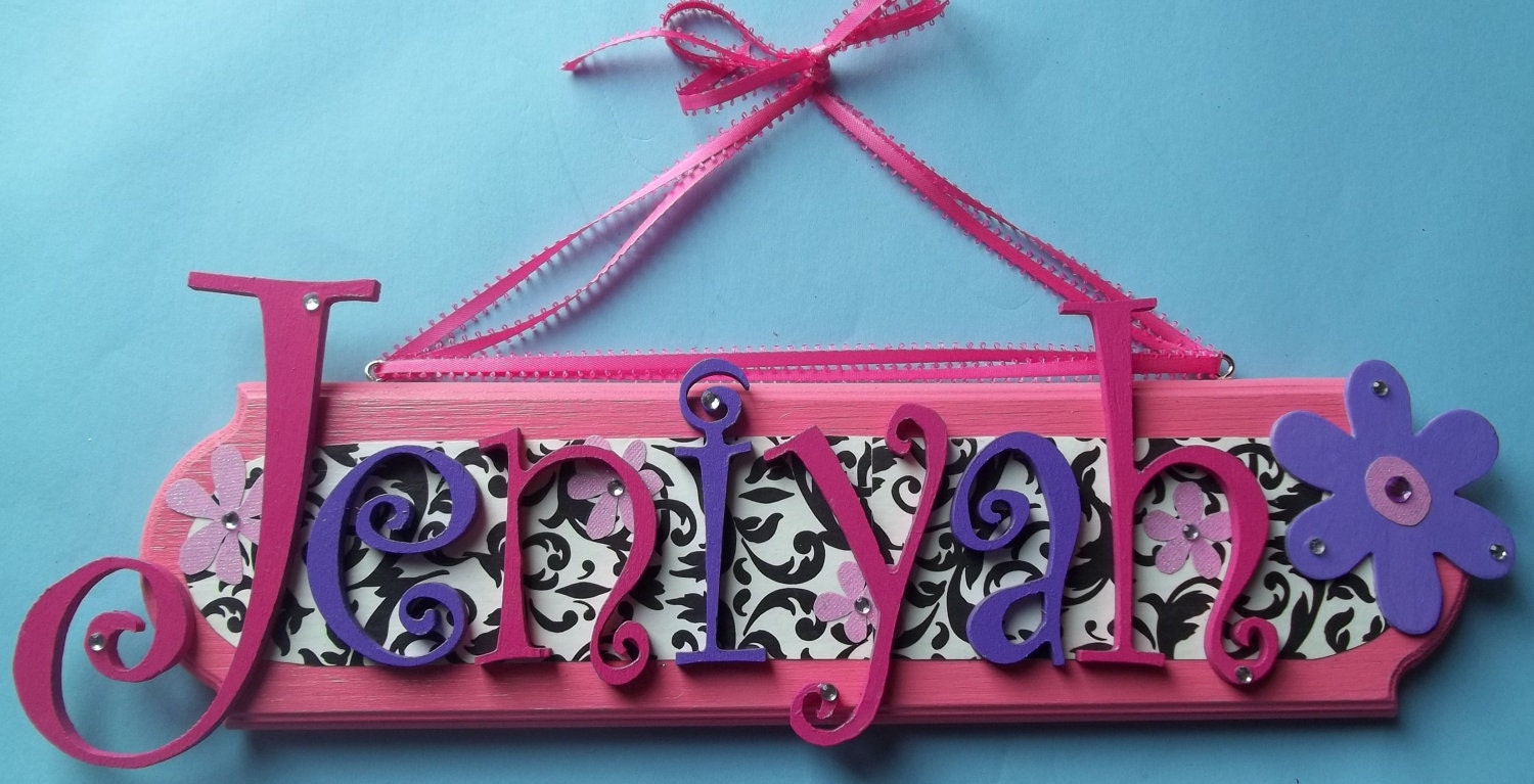 Girls Name Personalized Wall Plaque Sign Any Colors or Theme Baby Nursery, Kids Roomnam