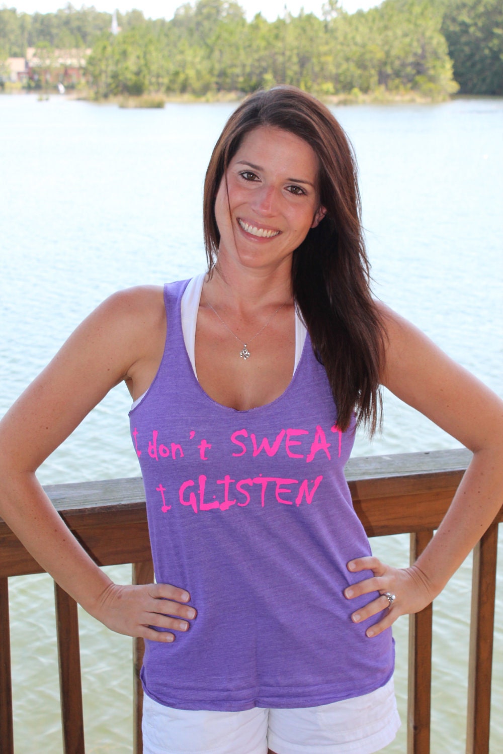 I don't Sweat I Glisten-Racer Back Tank