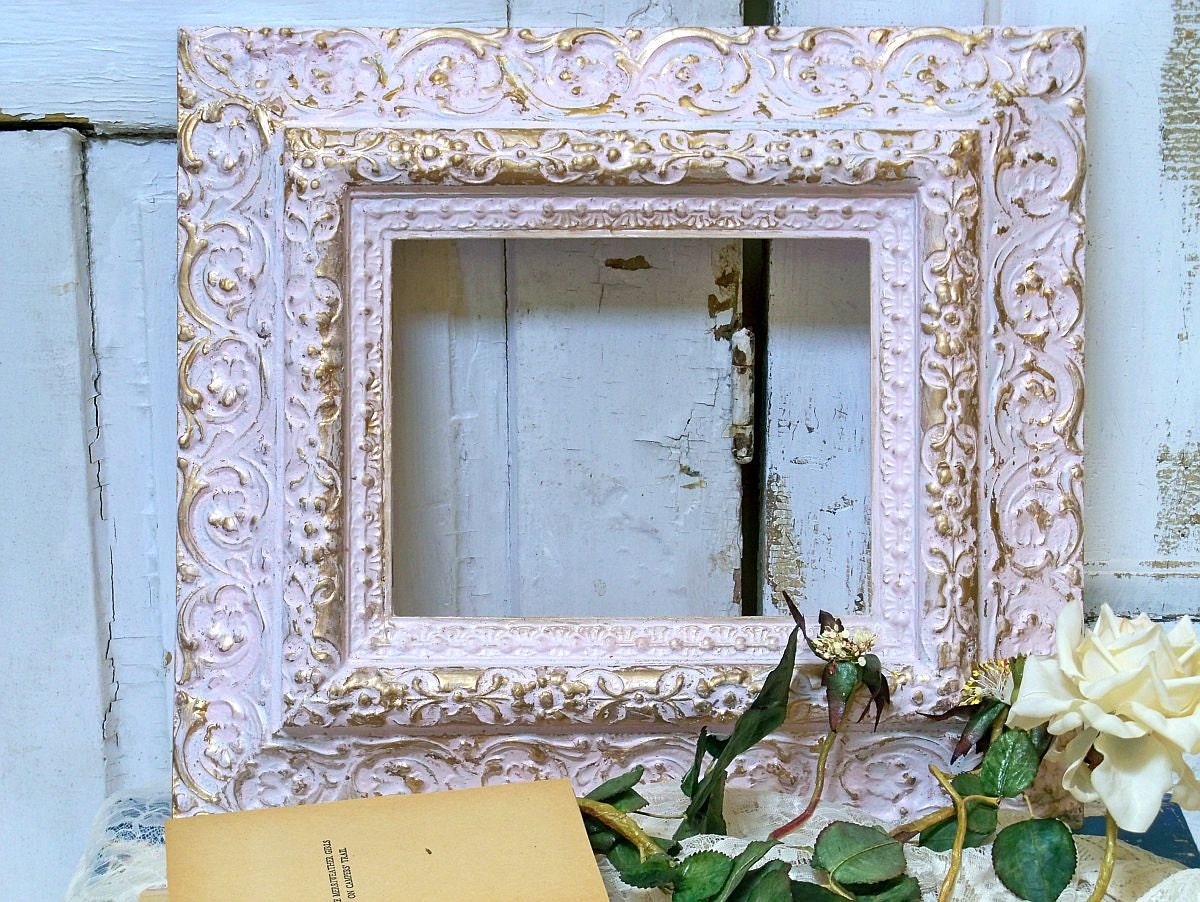 Reserved for nanny thru the 6th.Hand painted ornate frame shabby chic vintage pink with gold touches Anita Spero