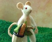 Albino Mouse- Handmade from needle felted wool