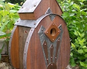Radio 2: Art Deco Birdhouse Made of Reclaimed Barn Wood and Tin Roofing--MADE TO ORDER