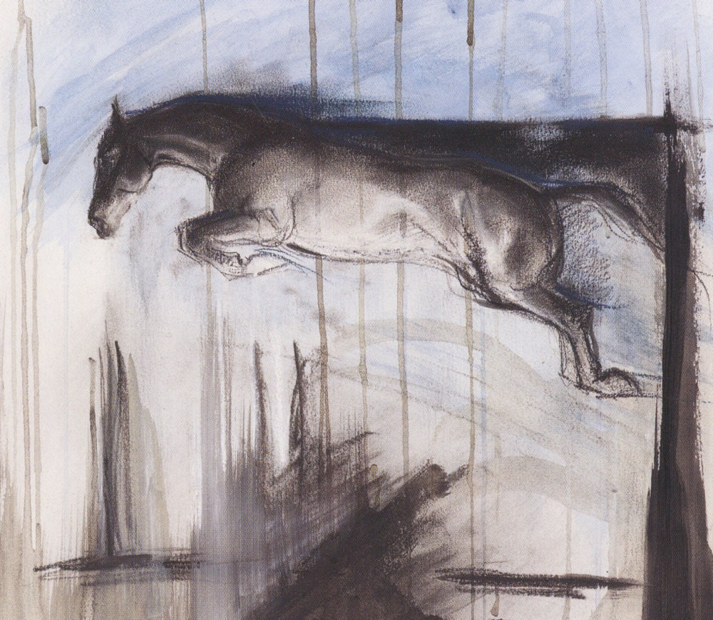 Horse Art Jumper in Abstract Landscape Print "Jumping Purgatory"