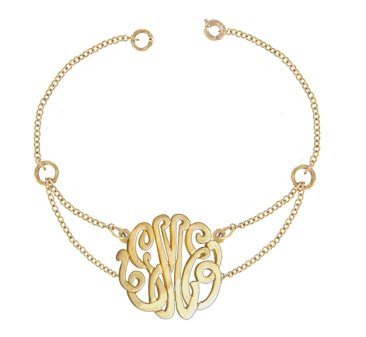 Designer Personalized Initial Bracelet (Order Any Initials) - Sterling Silver and 24K yellow Gold