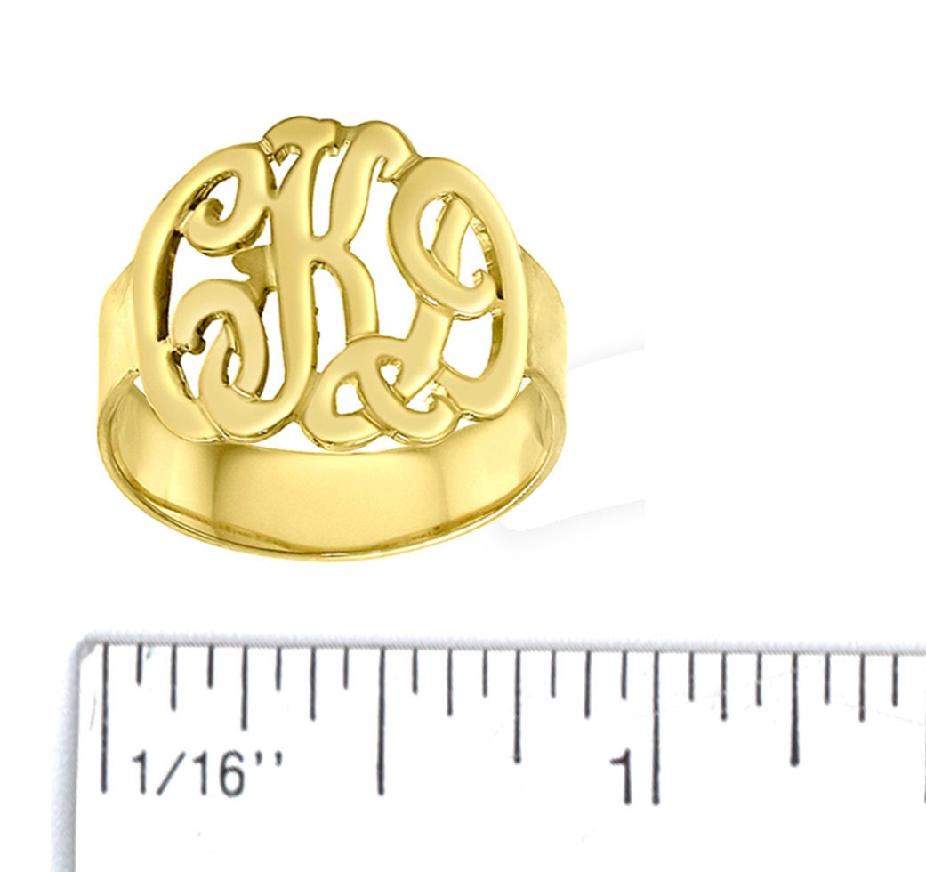 Handcrafted Personalized Monogram Ring -Customize It With Your Initials - Silver with Gold.