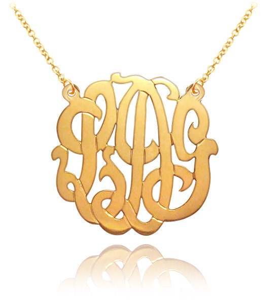 Monogram Necklace - Personalized Initials Made from 24k Gold and silver