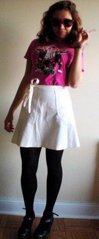 White Wrap  Pocket Mini Skirt
