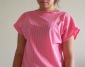 Cute CORAL Pink EYELET Perforation Top Shirt
