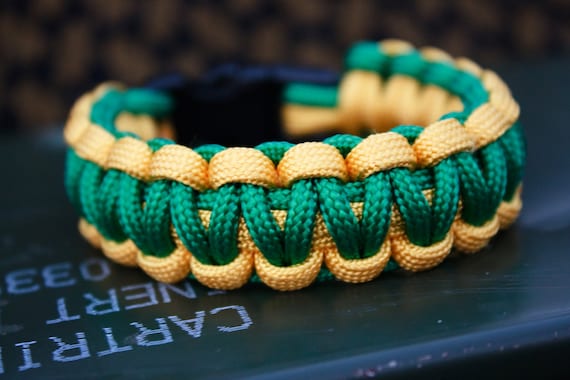 Military Paracord Zombie Survival Bracelet (TM) Green and Yellow - Custom Length- Made to order-