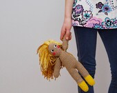 Amigurami doll hand crocheted, blond long haired, cute gift for toddler girls