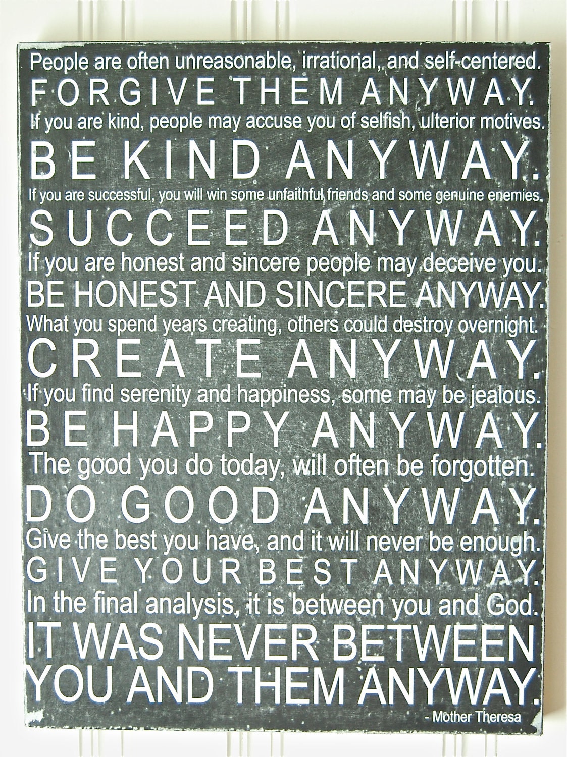 Subway Art- Mother Teresa Quote Wooden