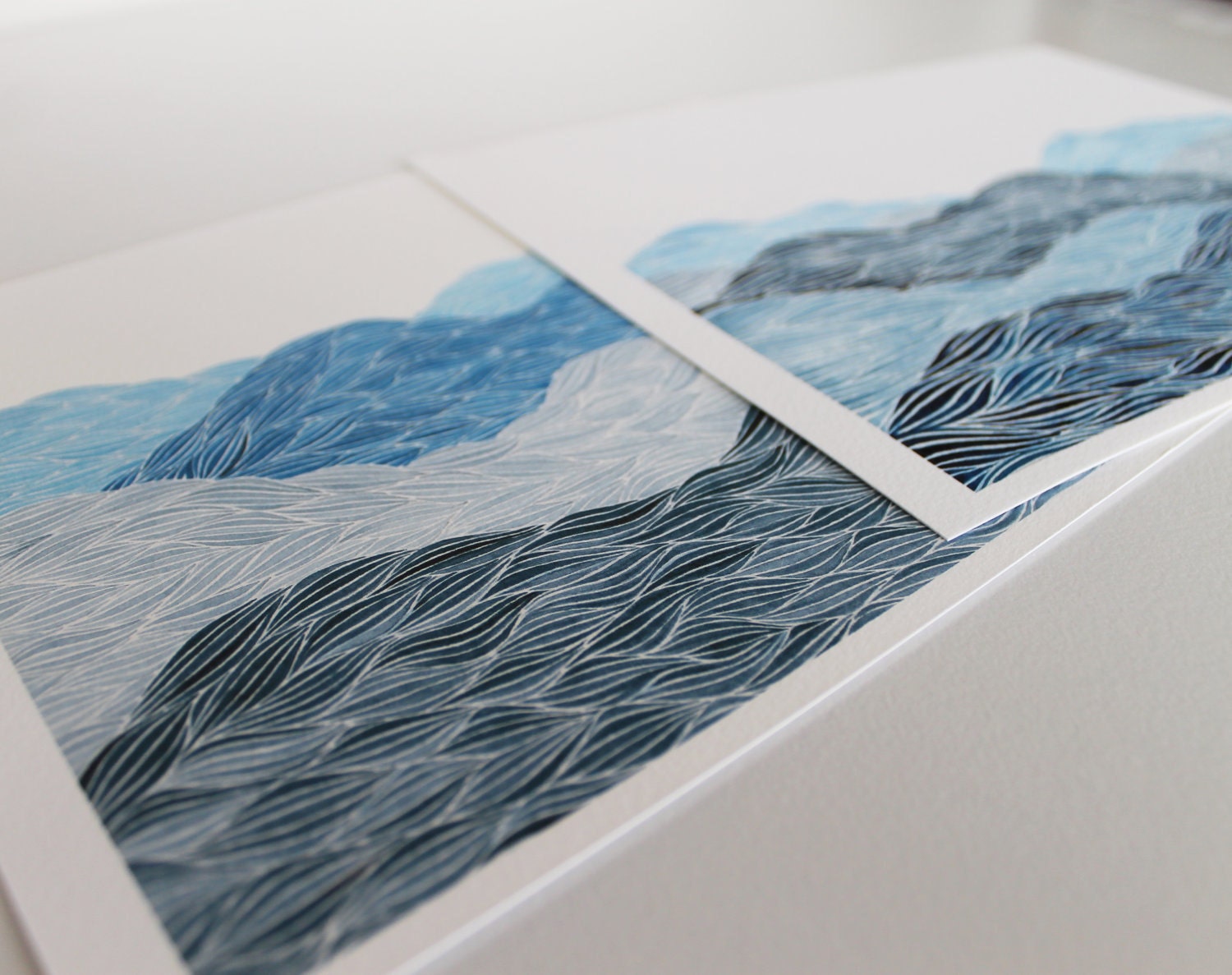 Instant Art Collection: A Pair of Giclee Prints, Watercolor Landscape Design by Keely Finnegan