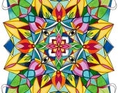 Bloom Mandala, Giclee Print of an Original Mixed Media Painting by Keely Finnegan