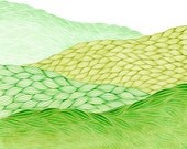8x10 Giclee Print of an Original Watercolor Painting, Abstract Landscape, Springtime in the Hills